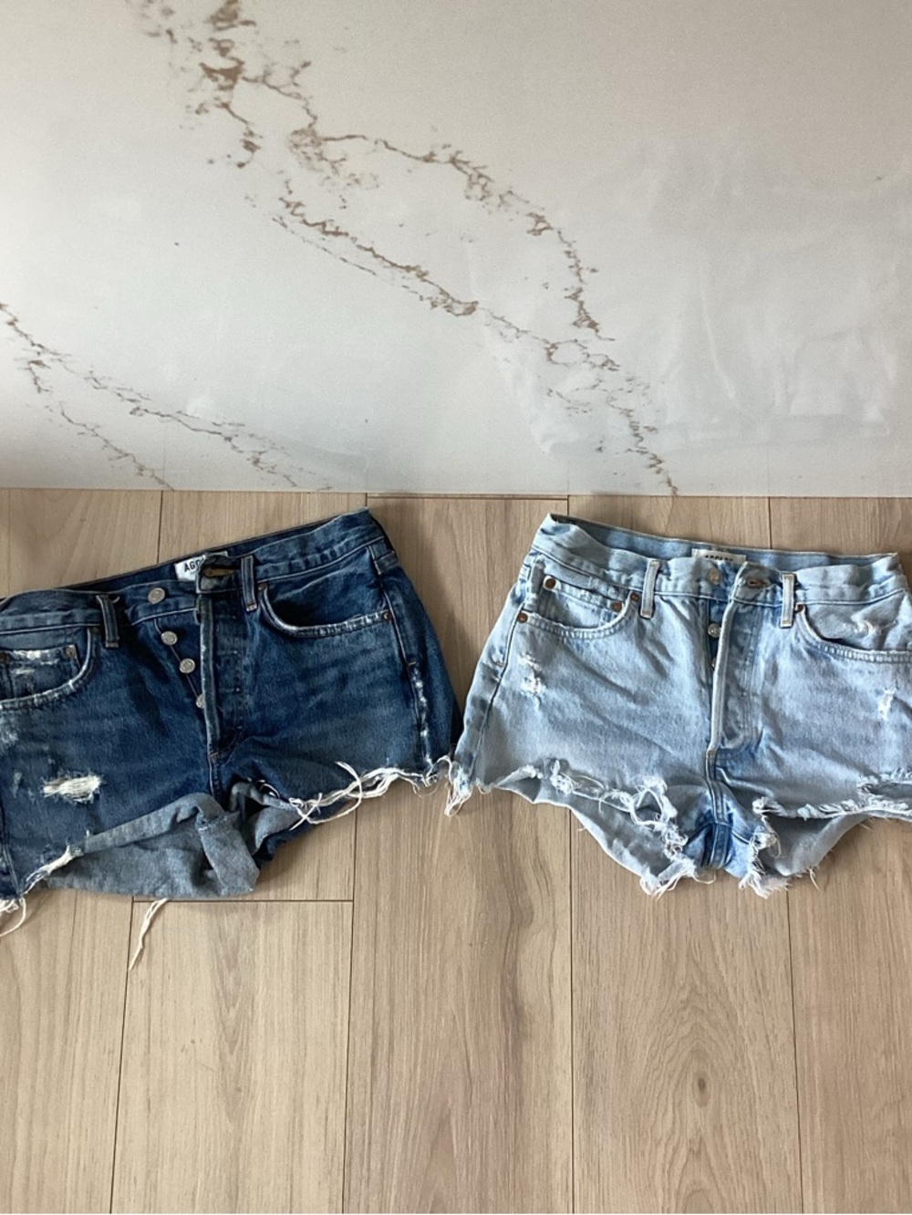 AGOLDE Shorts Bundle Womens 24 Blue Parker Denim Cut Offs Distressed